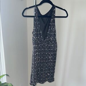 Black Beaded Hours Mini Dress